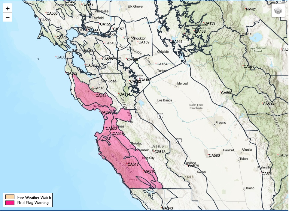 Central Coast issued red flag warning Friday with thunderstorms, lightning in forecast